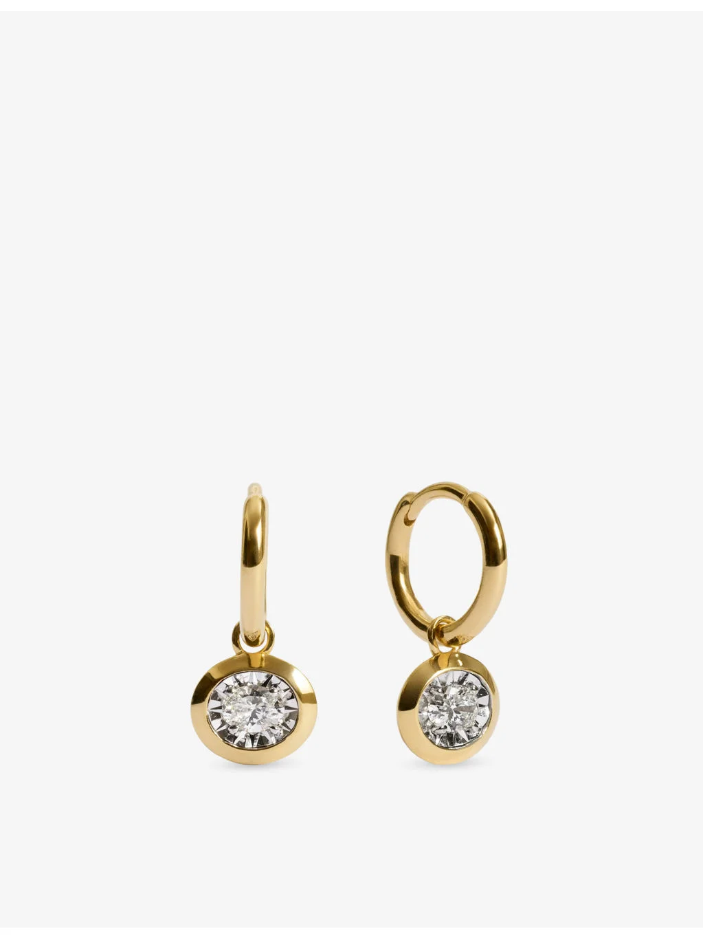 Oval 18ct Gold Vermeil And Lab Grown Diamond Huggie Earrings - 1