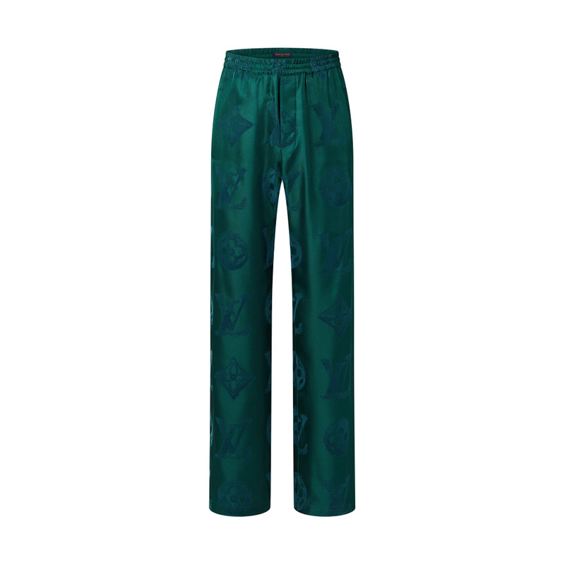 Monogram Flocked Silk Drawstring Pants 1