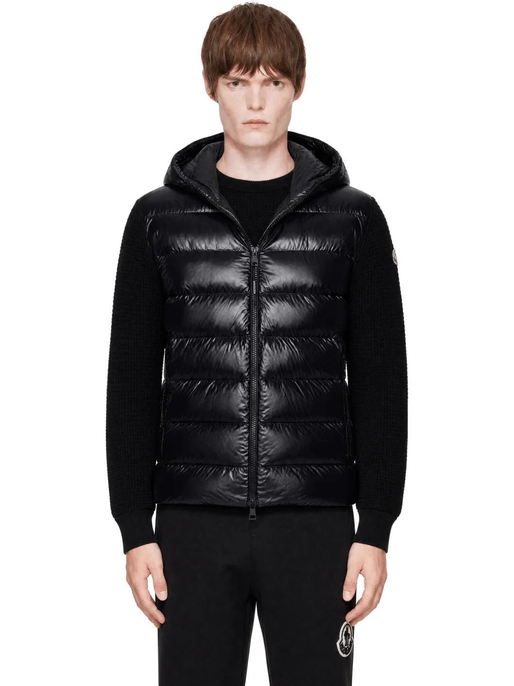 Black Down & Wool Zip-Up Jacket - 1