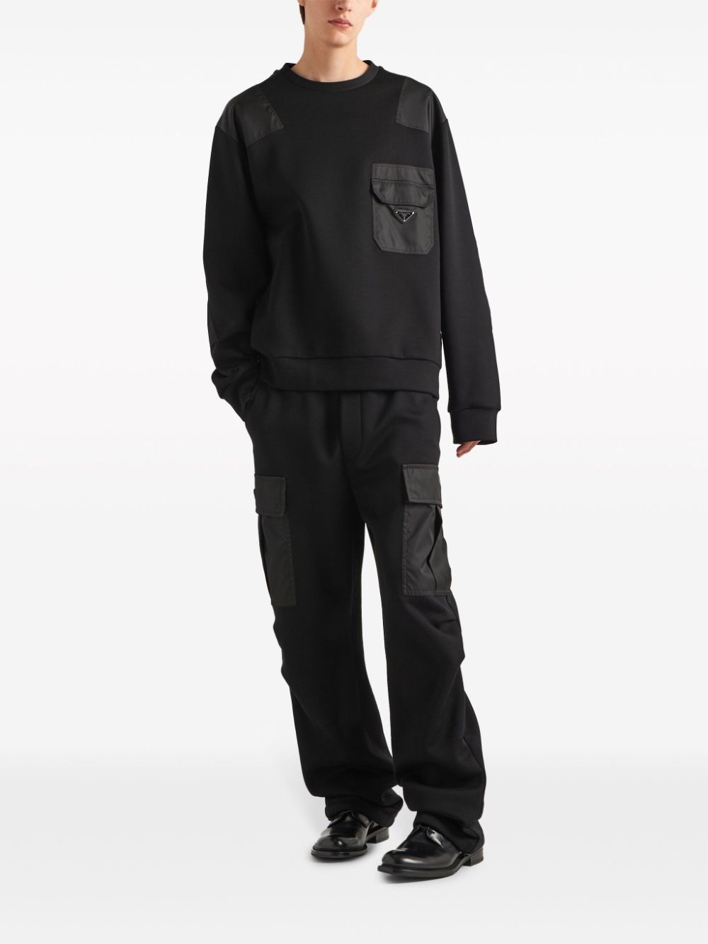 triangle-logo panelled sweatshirt - 2