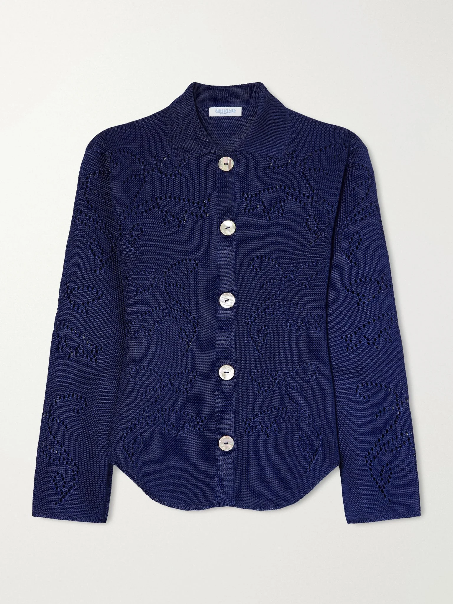 Squash Blossom pointelle-knit cardigan Navy - 1