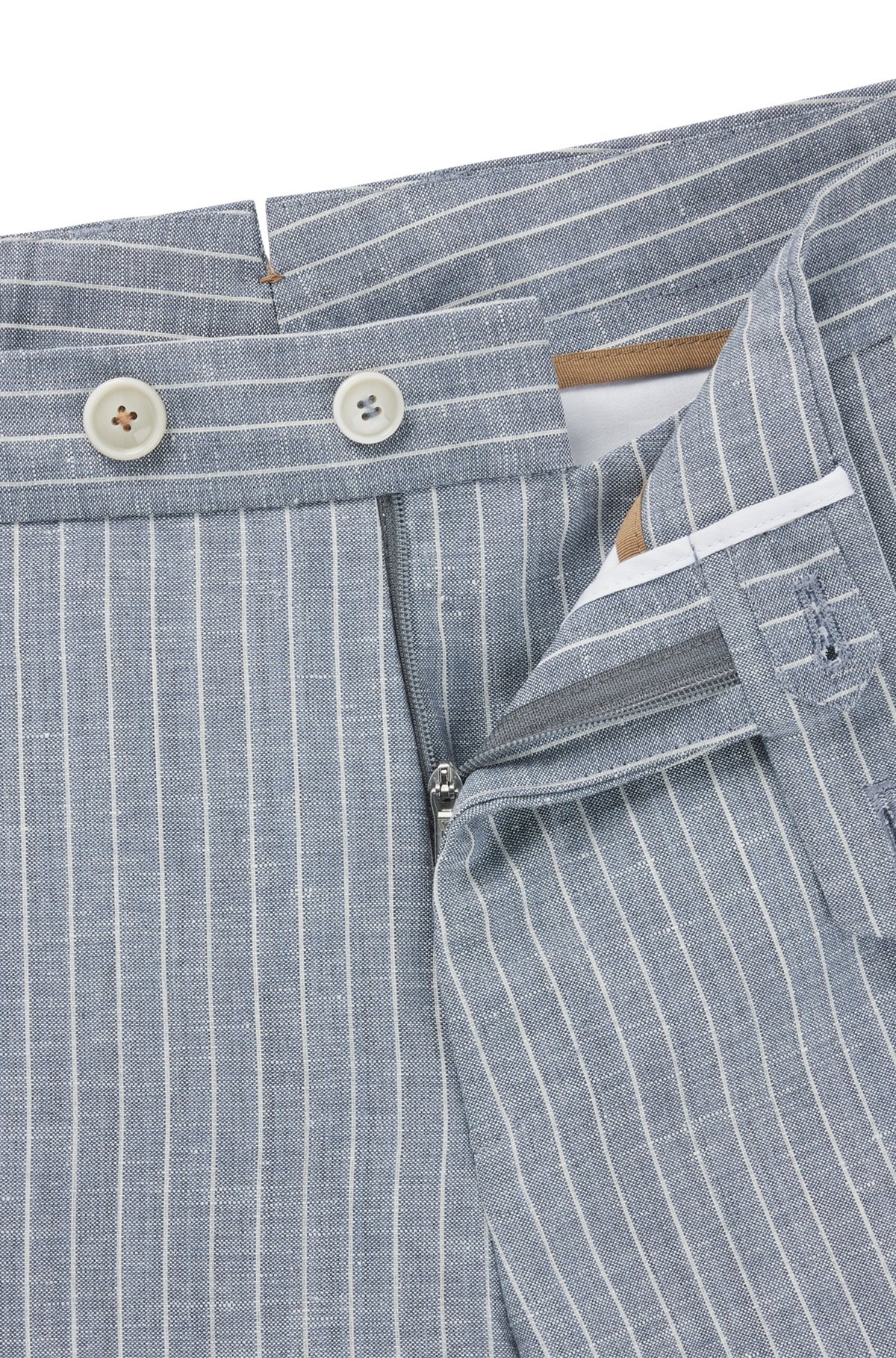 SLIM-FIT TROUSERS IN STRIPED WOOL AND LINEN - 6