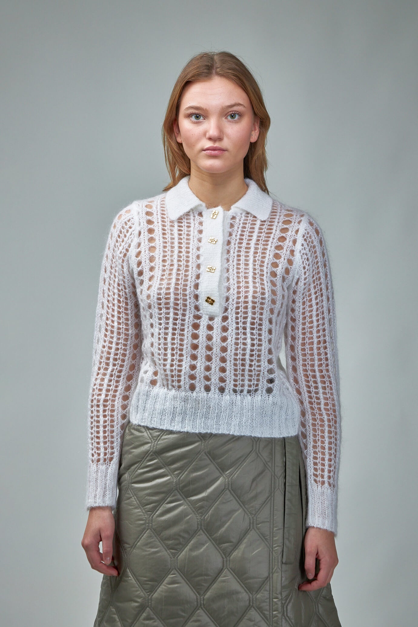 GANNI Mohair Lace Polo