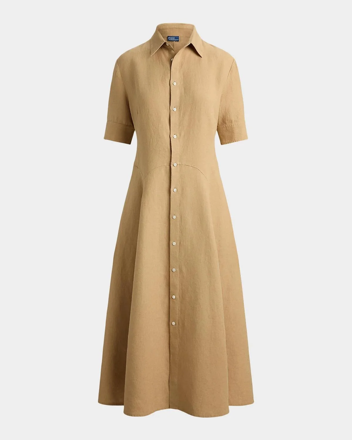 Linen Paneled Midi Shirtdress - 1