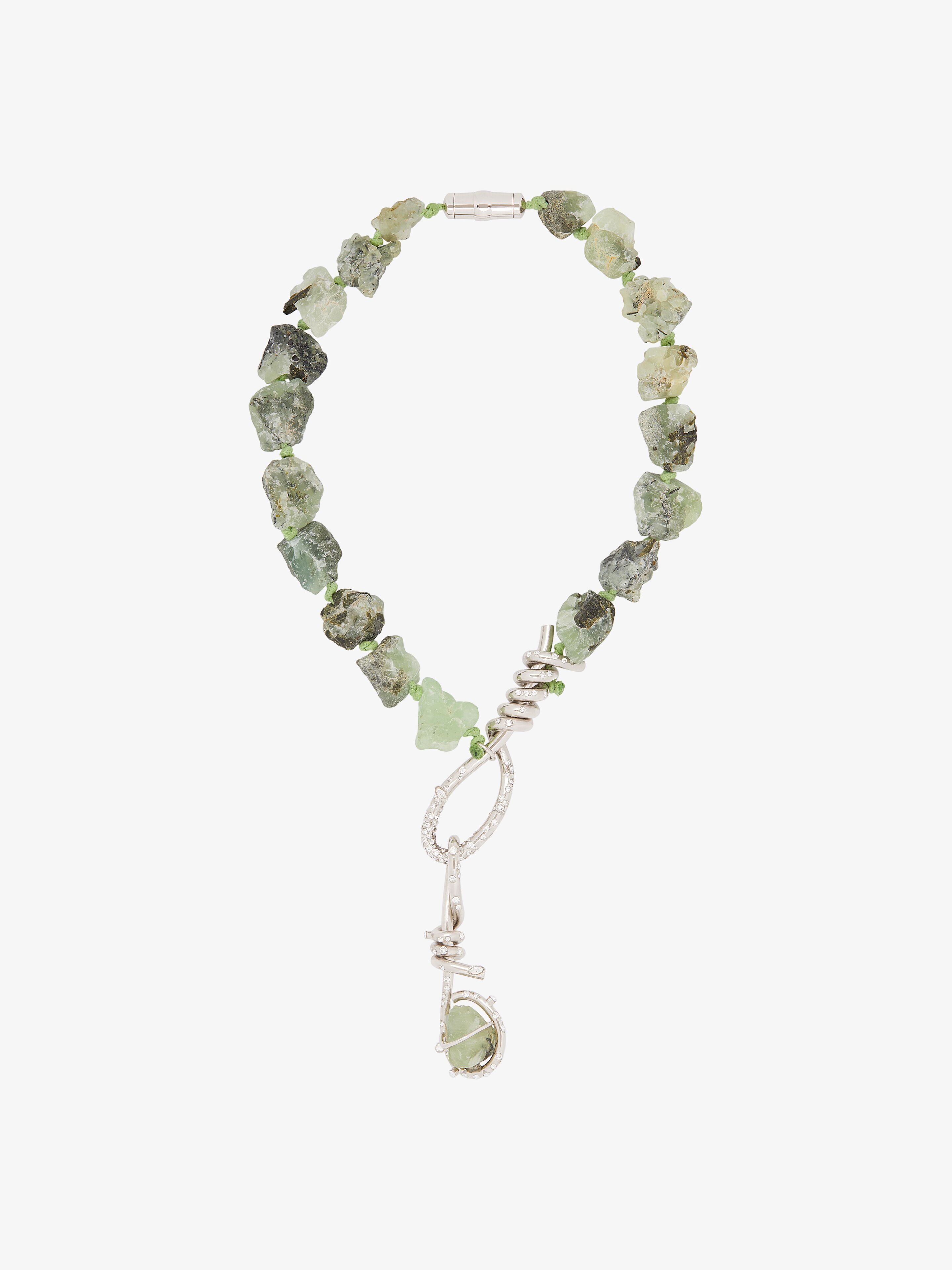 TWISTED NECKLACE IN PREHNITE WITH CRYSTALS - 2