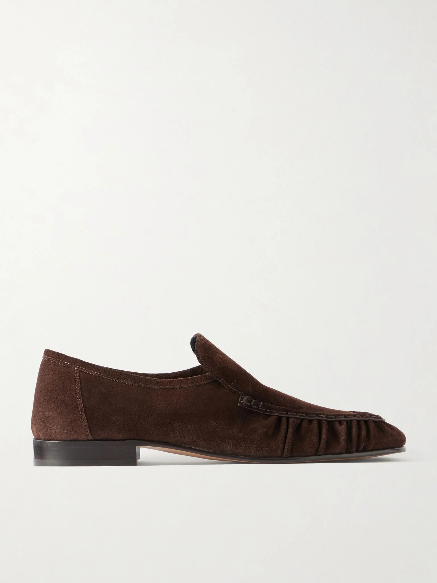 Soft Moccasin Two Gathered Suede Loafers Brown - 1