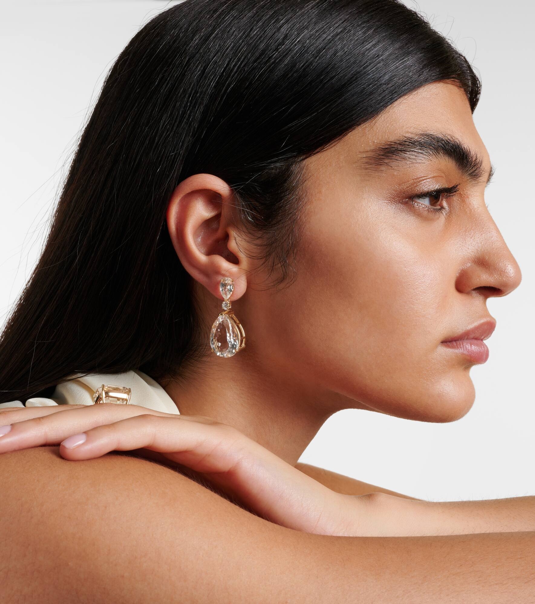 Sophia 14kt gold earrings with topaz and diamonds - 2