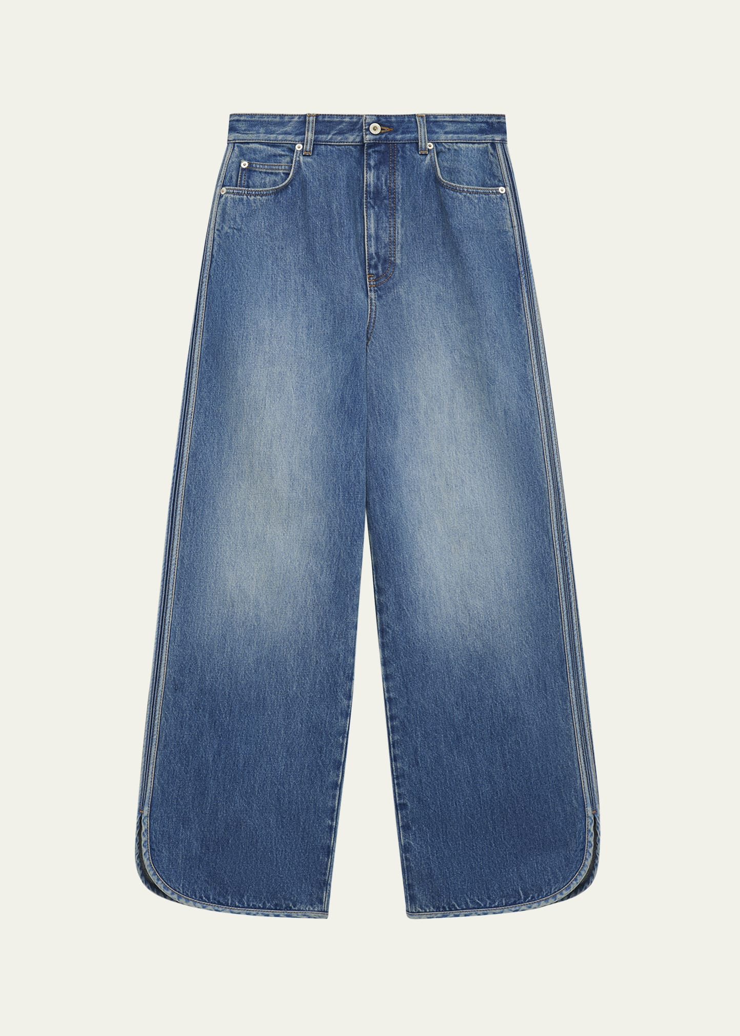 Rounded Hem Wide-Leg Jeans - 1
