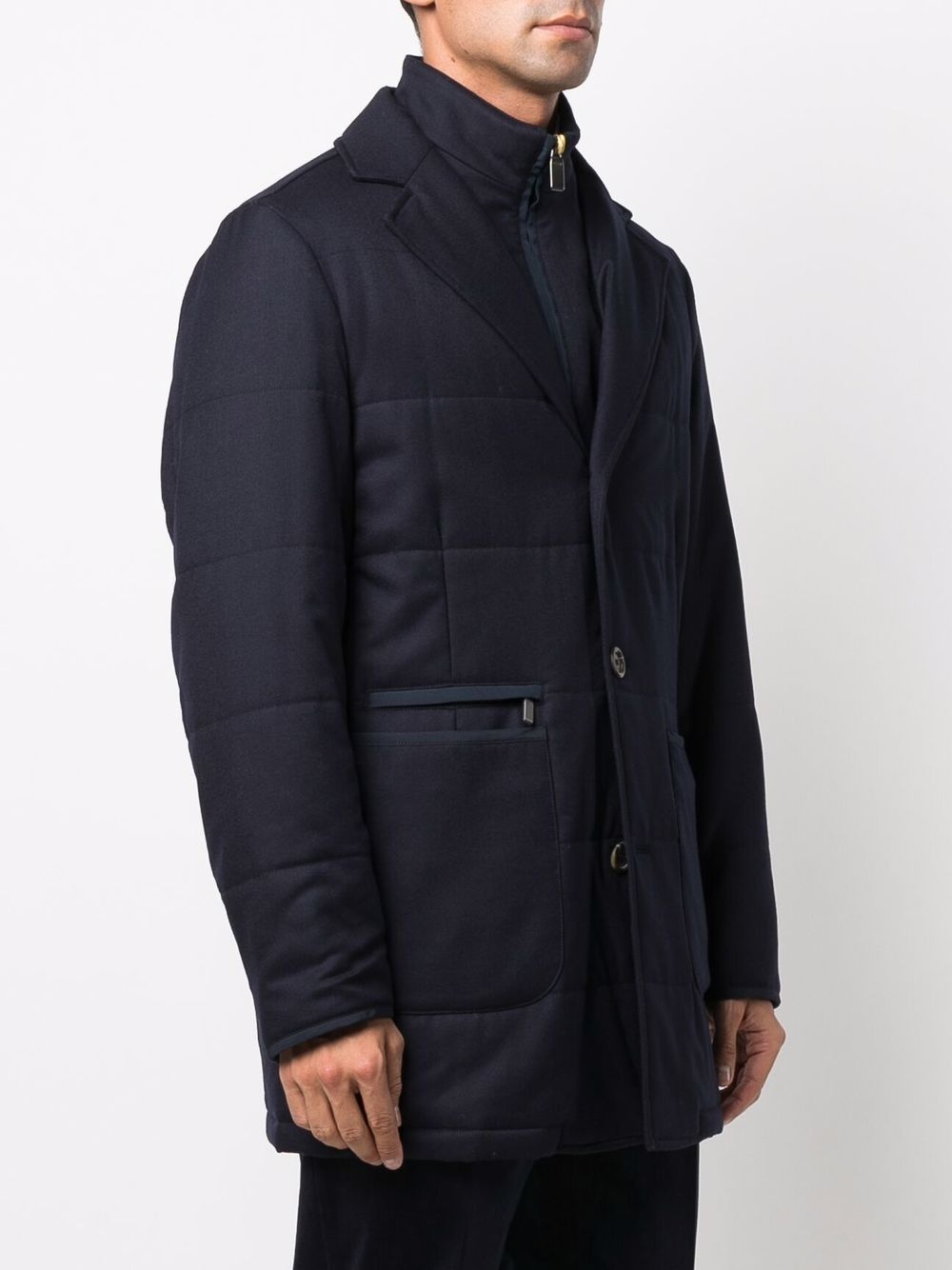 quilted single-breasted coat - 3