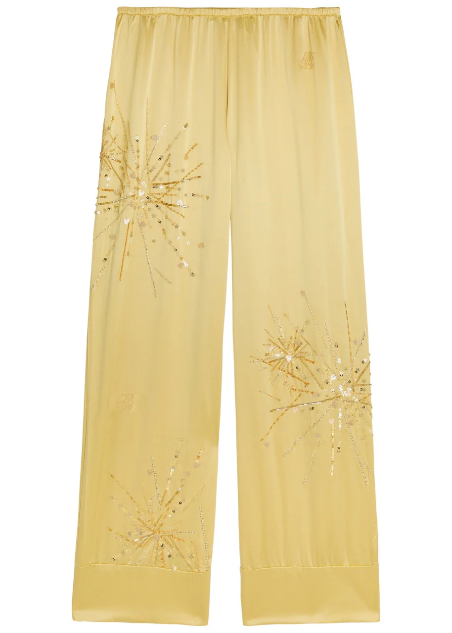 Bernadette Louis Embellished Stretch-silk Trousers - 1