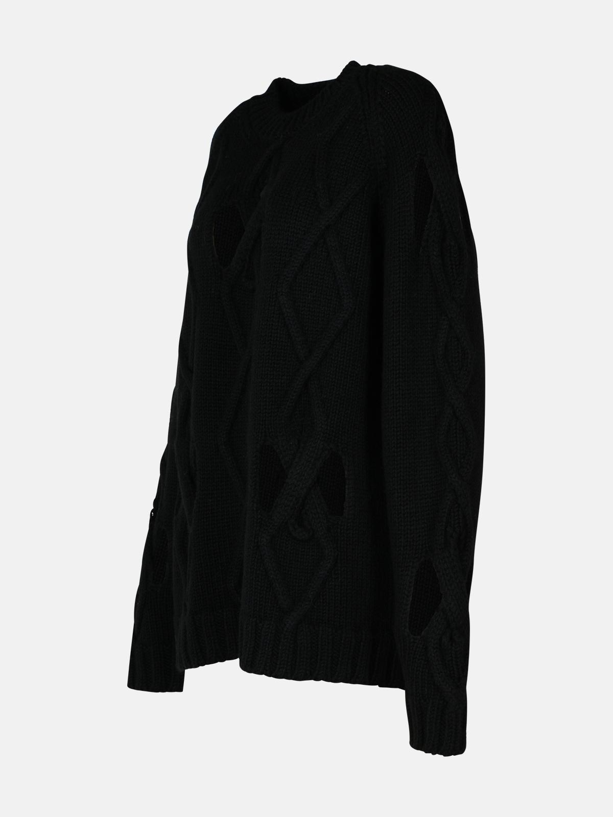 BLACK WOOL BLEND SWEATER - 2