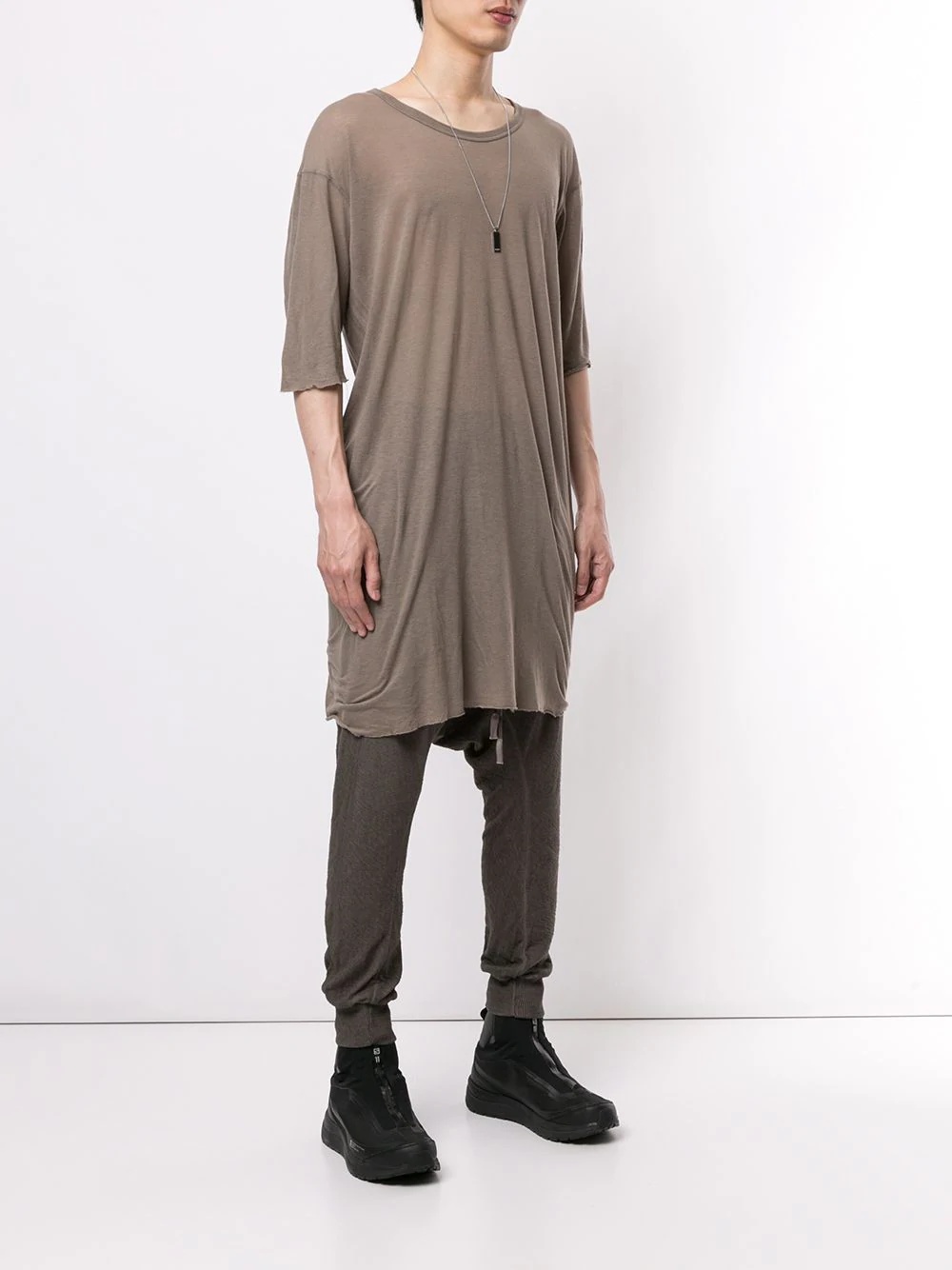 raw edge long T-shirt - 3