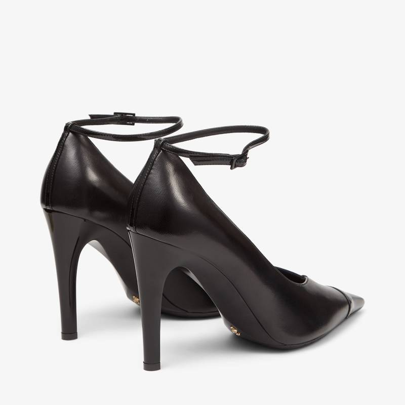 Cierra Pump 100 Black Luxe Nappa Leather Pump with Black Patent Heel and Toe Detail 6