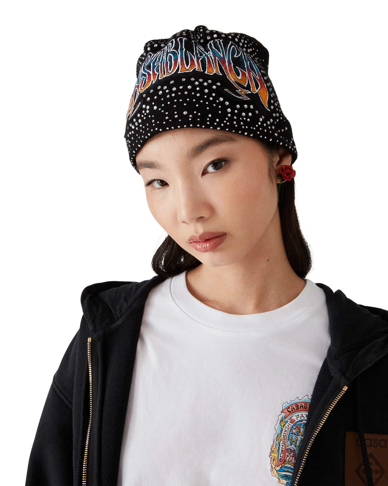 Gothic Crystal Embellished Beanie | Casablanca Paris - 3