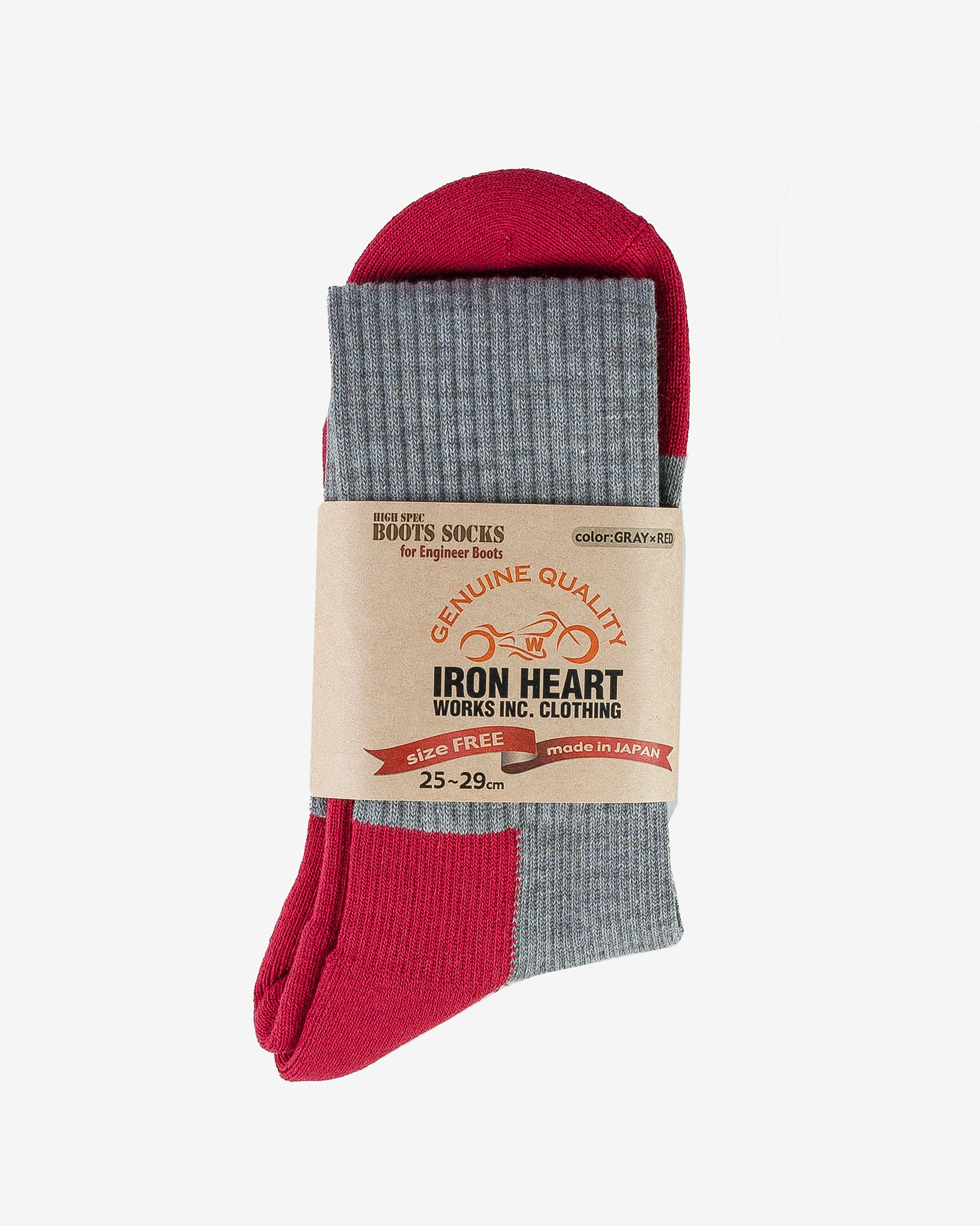 IHG-029-GRYRED Iron Heart Engineer Socks - Grey/Red - 2