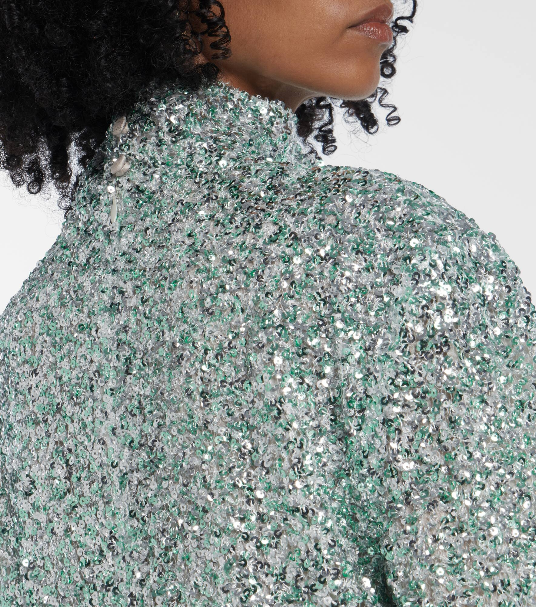 Gina sequined feather-trimmed minidress - 6