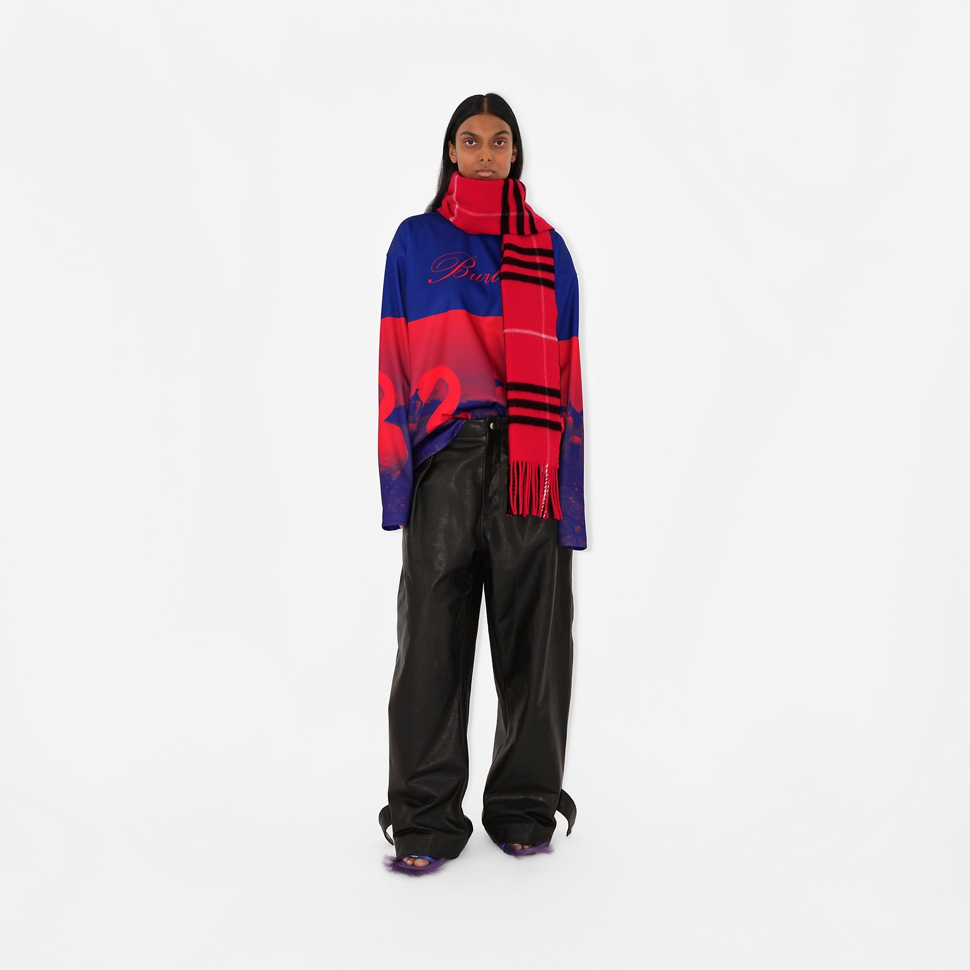 Check Wool Cashmere Scarf - 3