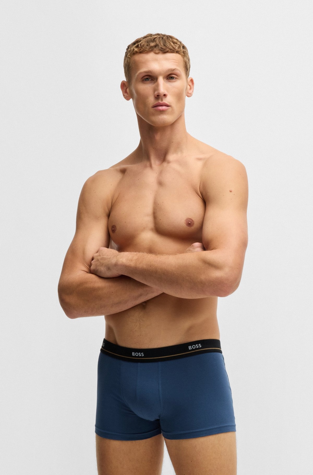 THREE-PACK OF STRETCH-COTTON TRUNKS WITH LOGO WAISTBANDS - 7