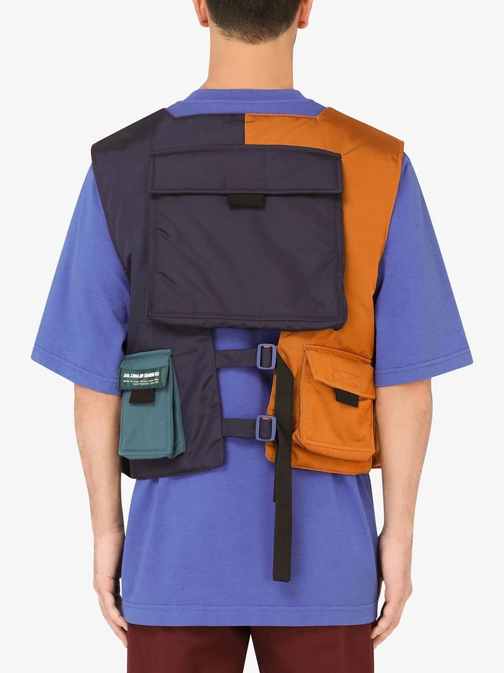 multi-pocket colour-block vest - 4