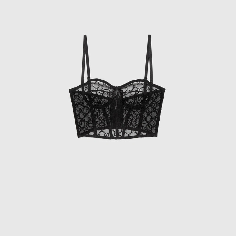 GUCCI GG embroidered tulle bralette outlook
