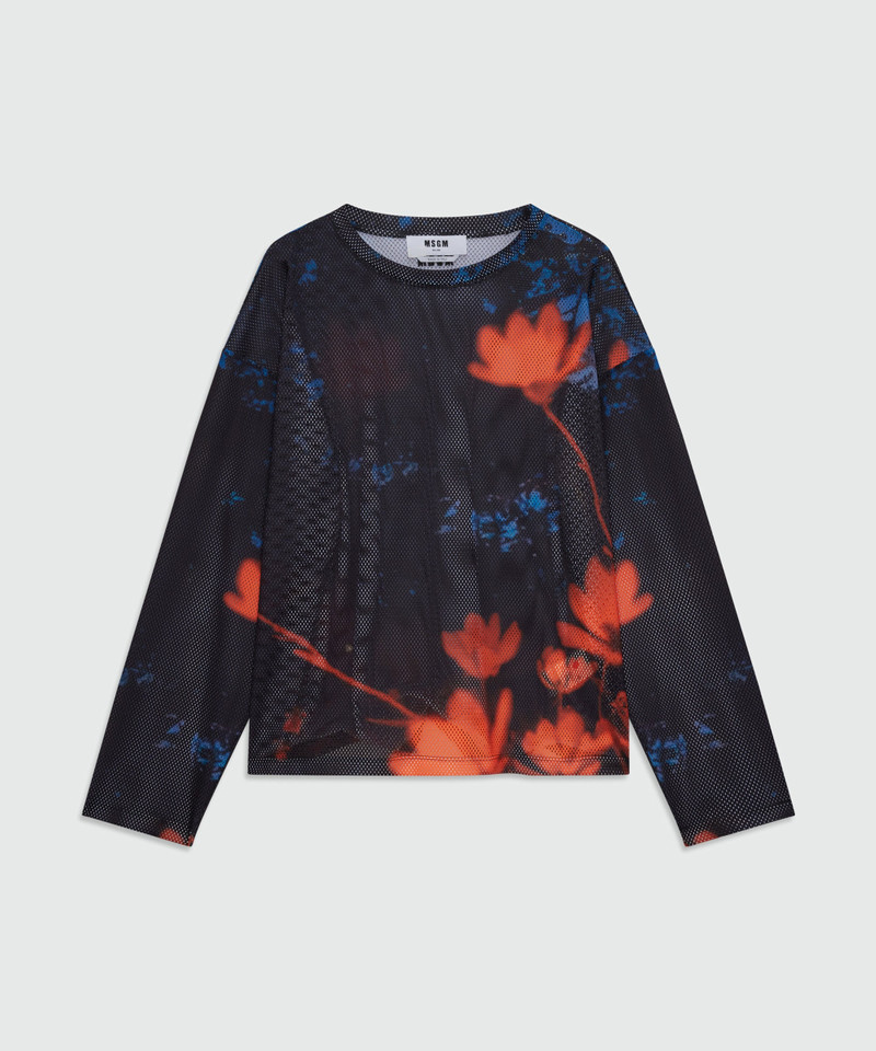 Long-sleeve printed mesh T-shirt 1