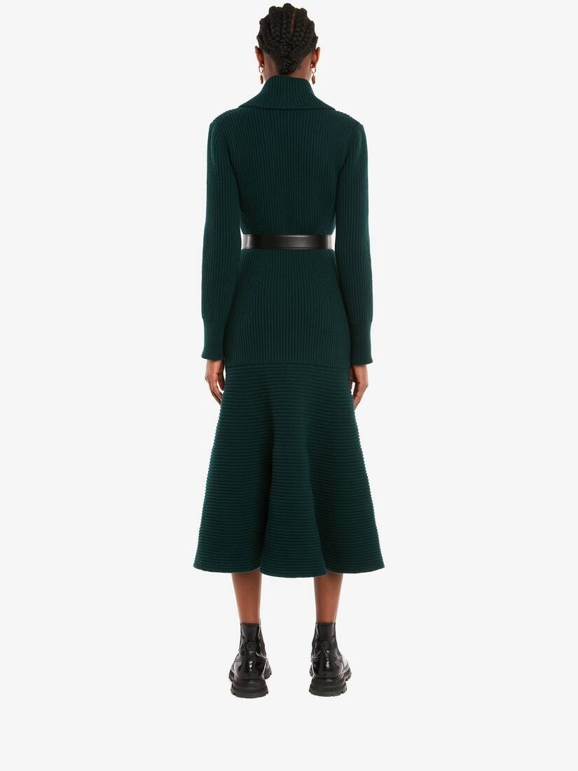 Shawl Collar Coat in Forest Green - 4