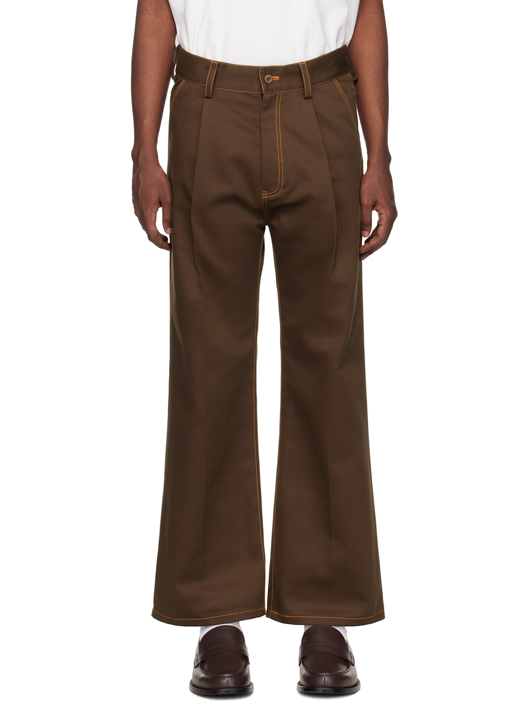 Brown Heart Icon Straight Trousers - 1