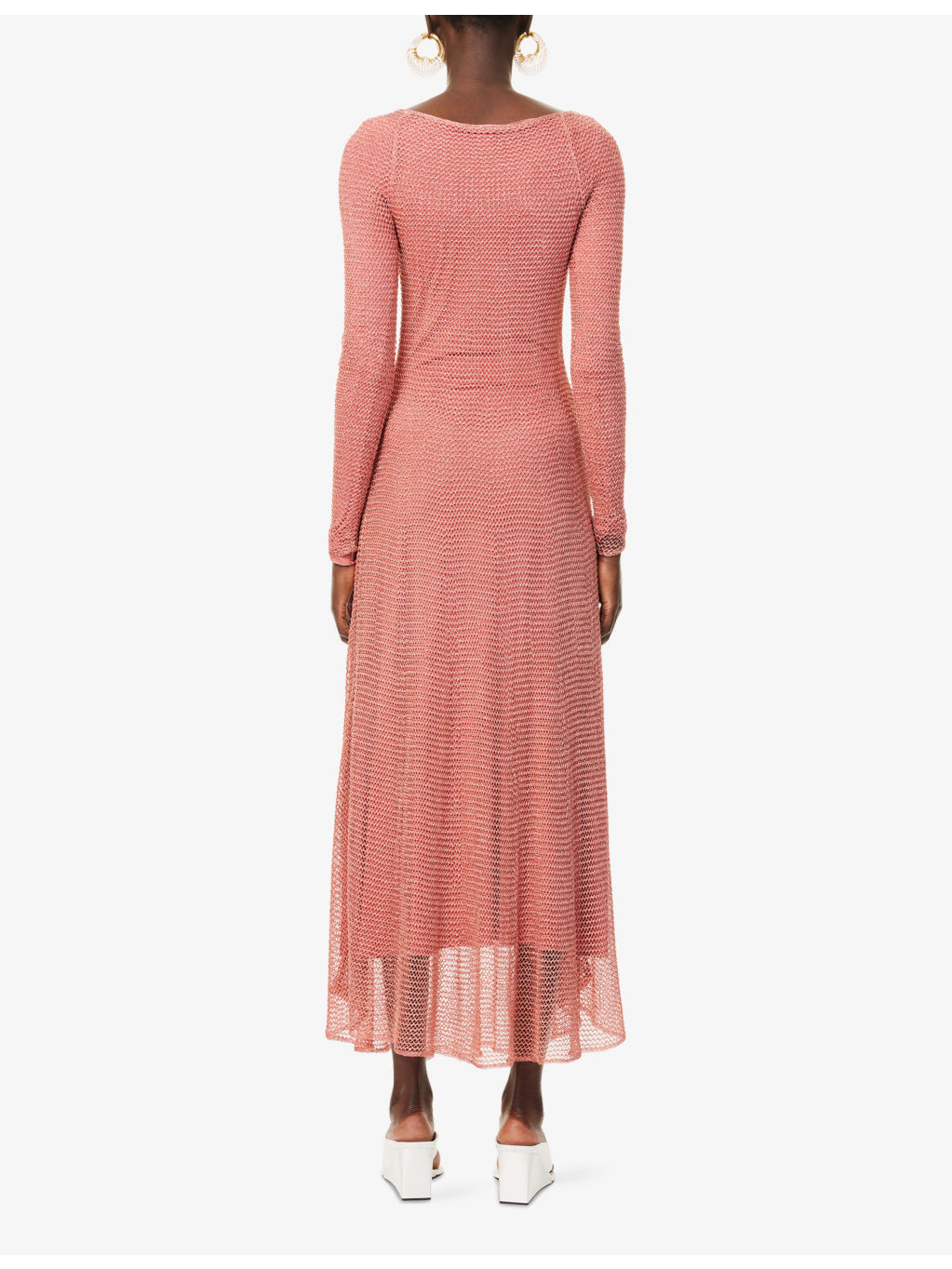 Chain Long-Sleeves Woven Maxi Dress - 4
