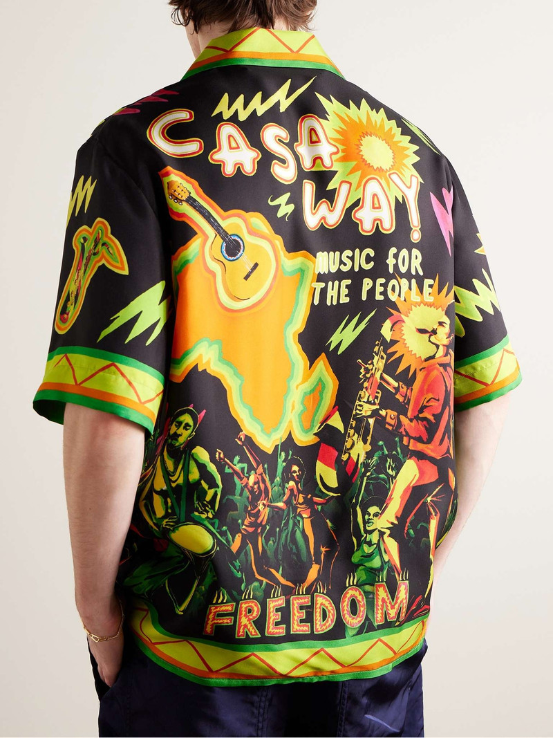 Music For The People Convertible-Collar Printed Silk-Twill Shirt 3