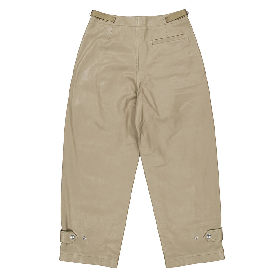 Burberry Pleated Leather Trousers in Hunter - 6