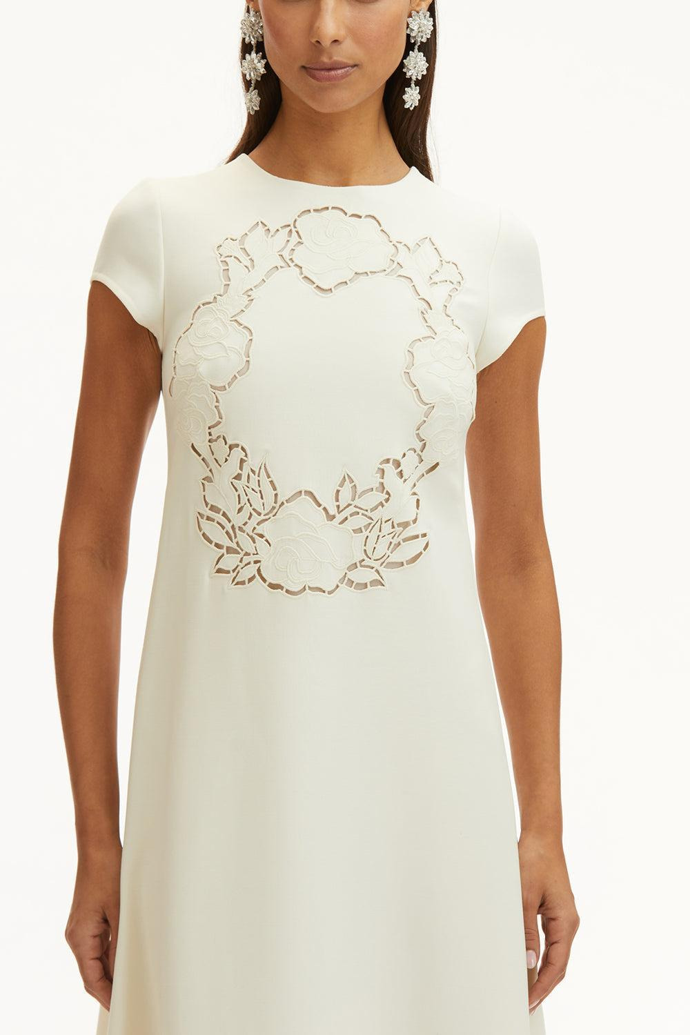 Short Sleeve Floral Cut Out Dress - 3