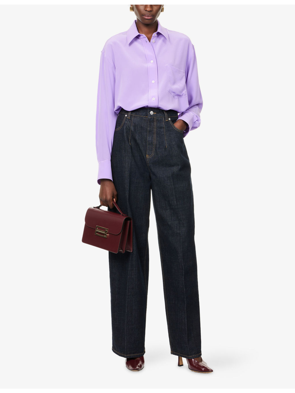 Cropped Long-Sleeves Silk Shirt - 2