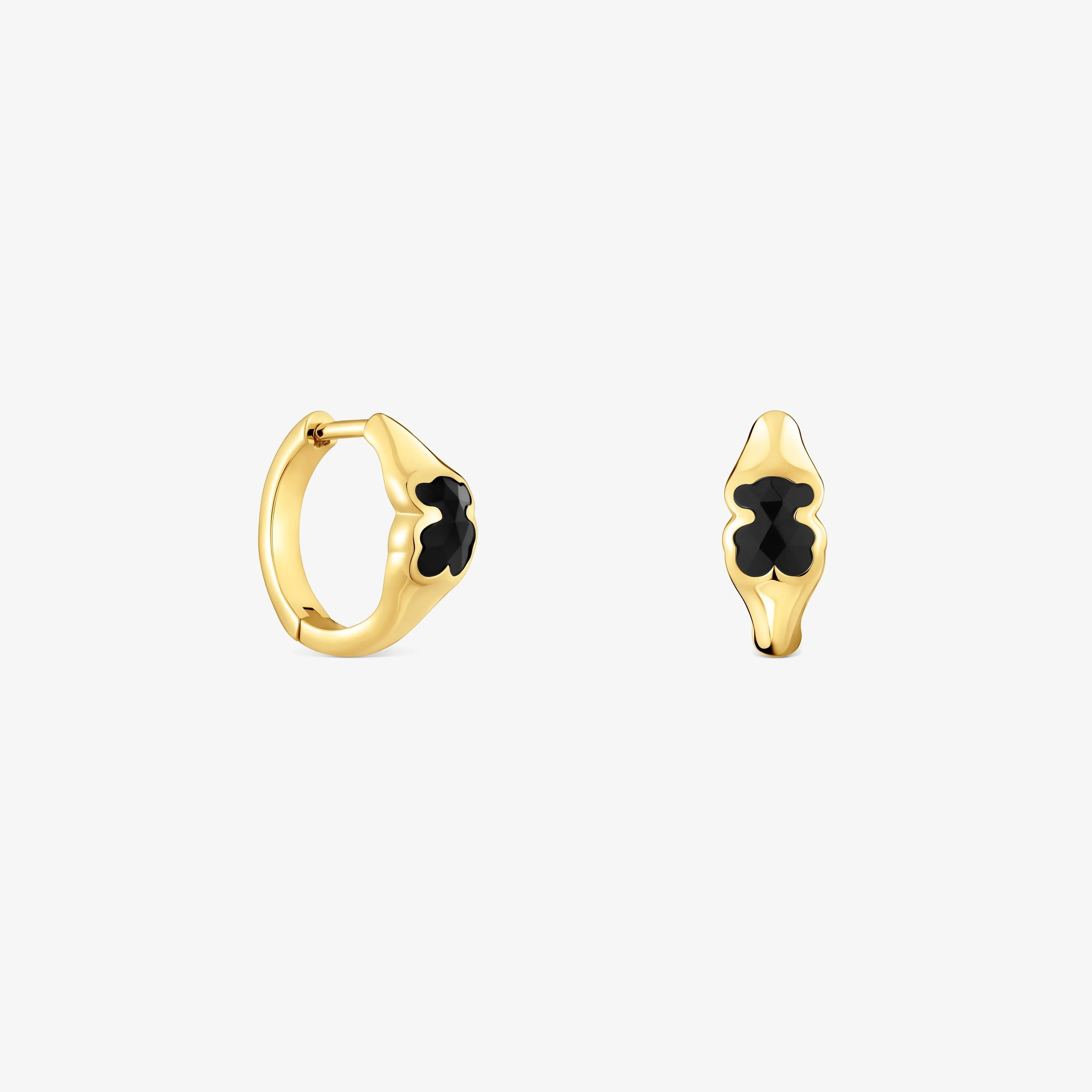 10 mm 18K gold over silver Hoop earrings with onyx bear motif TOUS Icon Color - 1