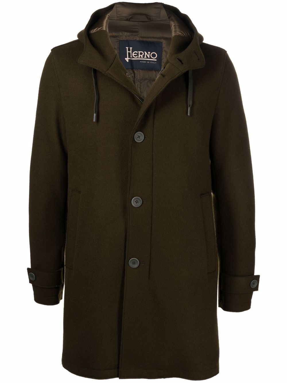 hooded single-breasted parka coat - 1