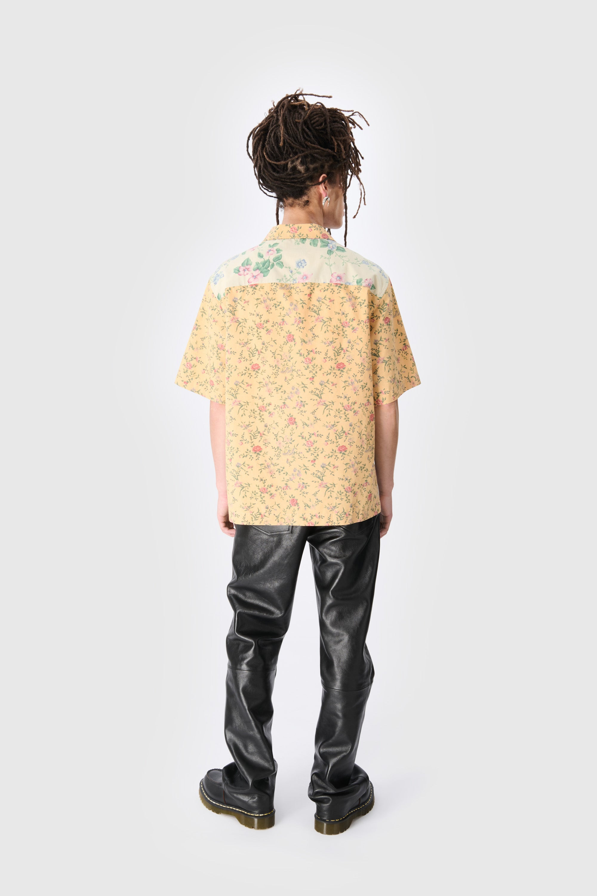 Upcycled Floral Linen Bowling Shirt - 4