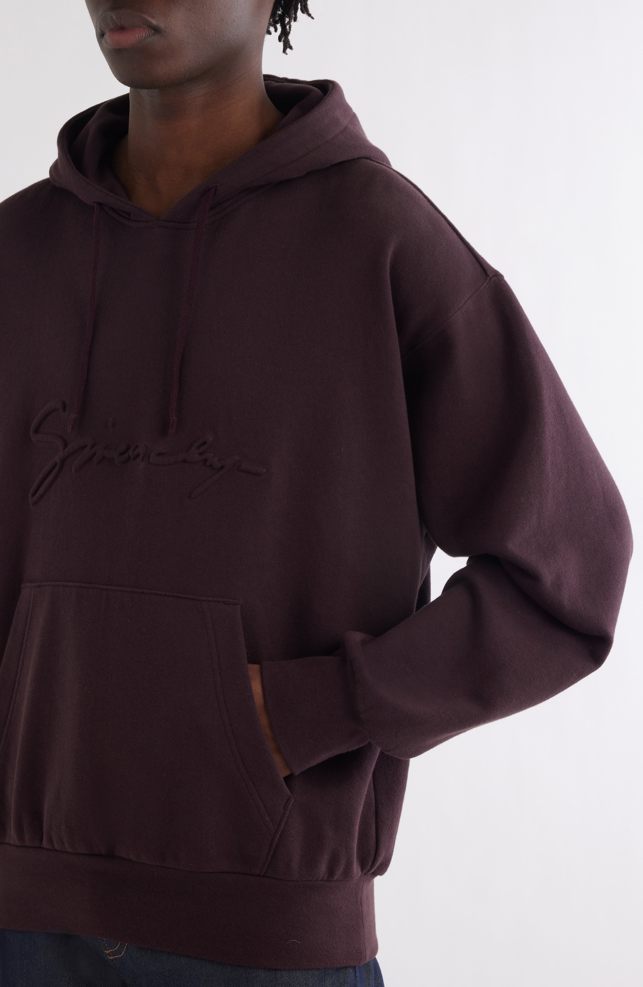 Givenchy Boxy Fit Logo Cotton Hoodie in Burgundy at Nordstrom - 5