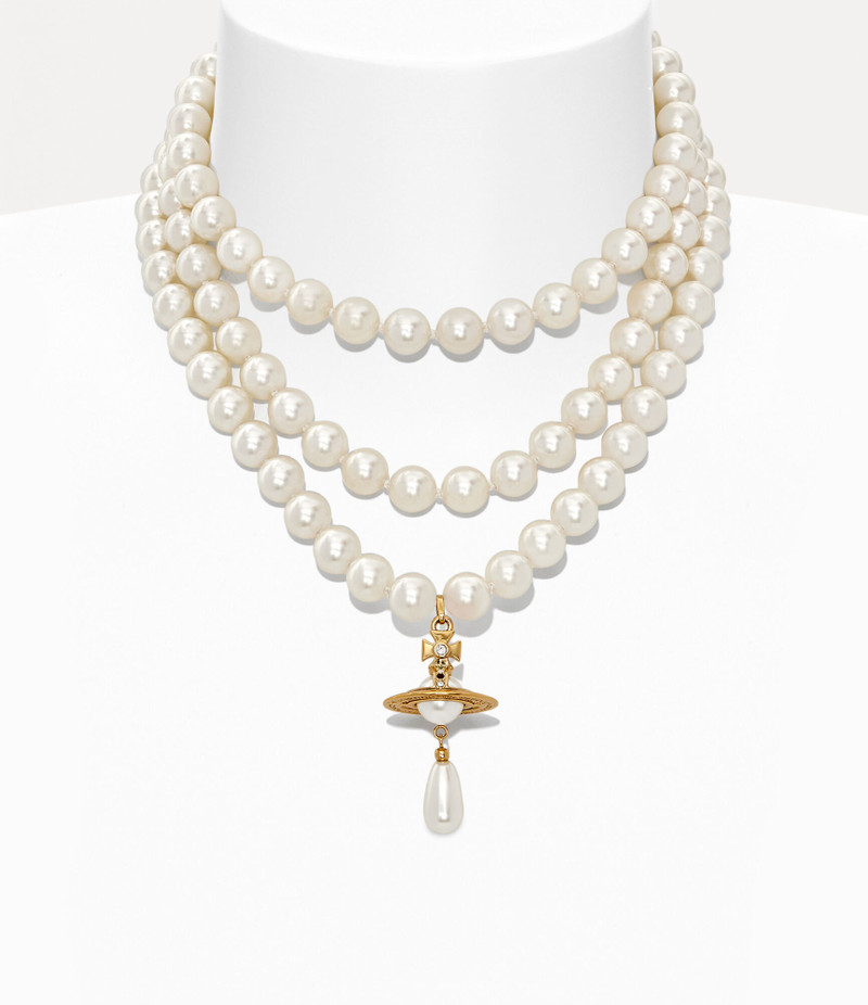 THREE ROW PEARL DROP CHOKER 1