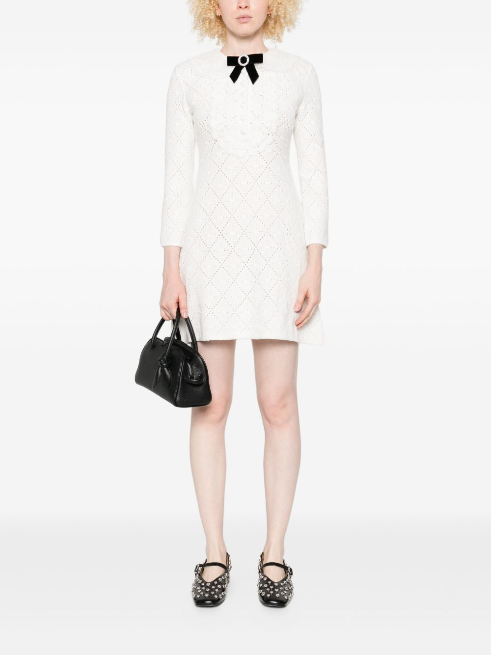 bow-embellished mini dress - 2