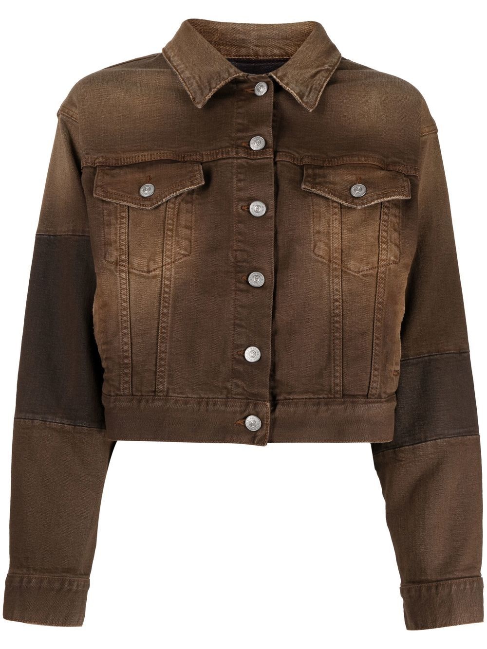 cropped bleach-wash jacket - 1