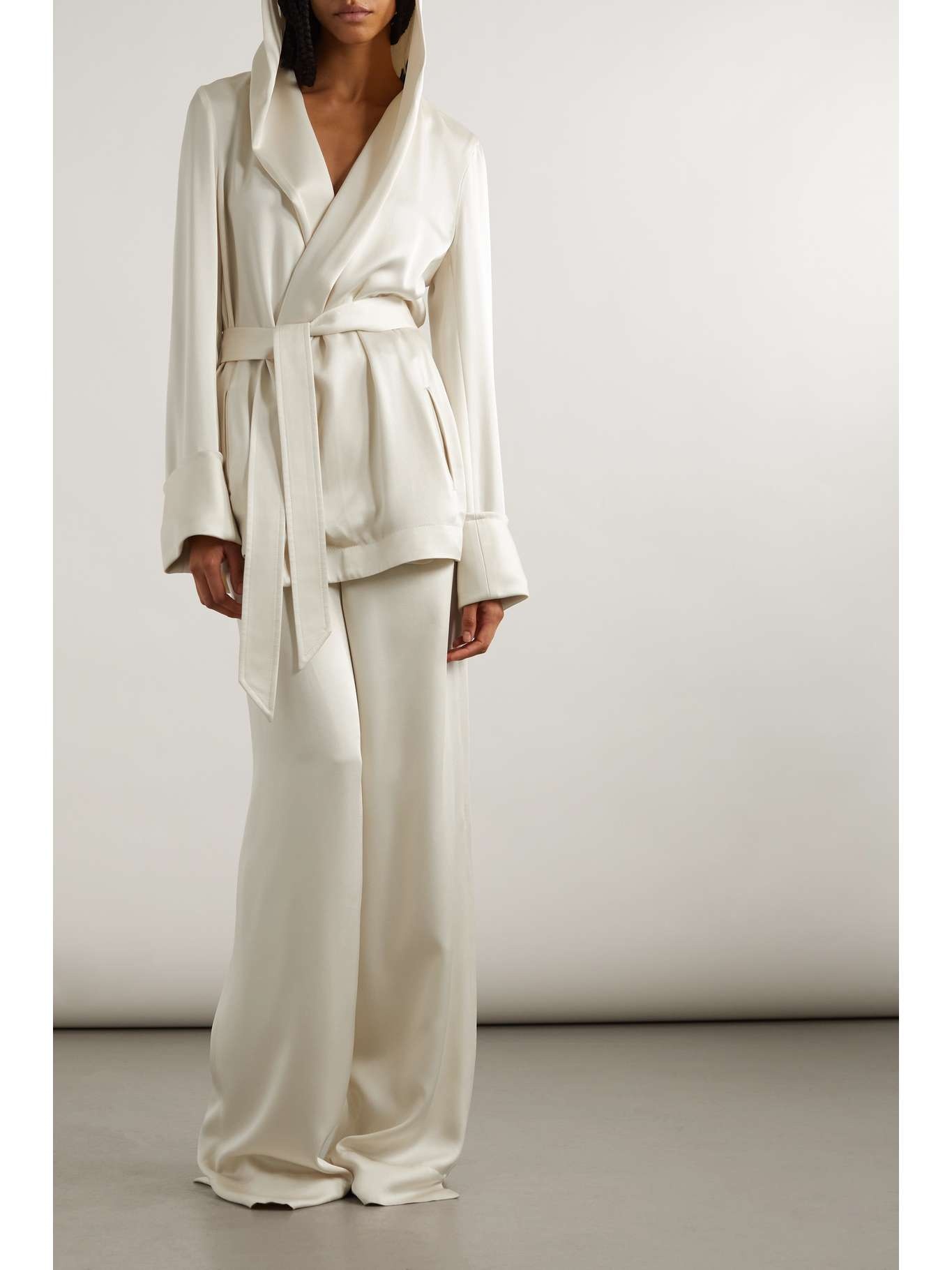 SAINT LAURENT Satin-crepe wide-leg pants | netaporter