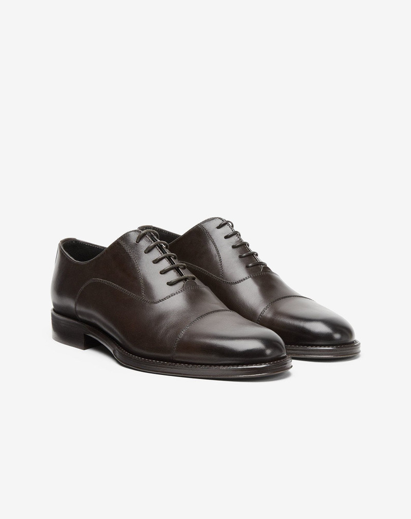 CORNELIANI Brown leather Oxford shoes outlook