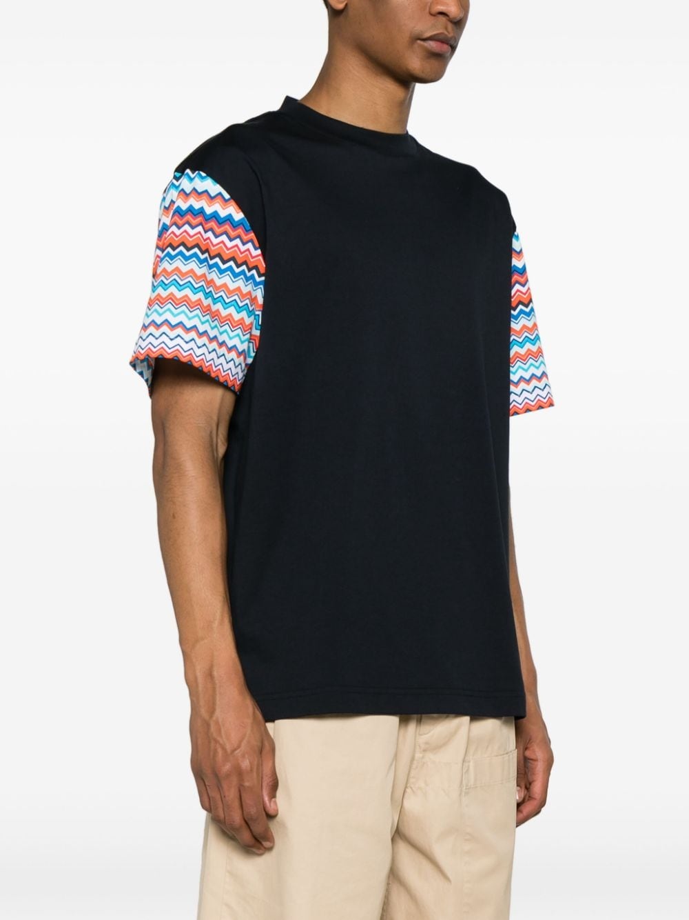 zigzag-sleeves cotton T-shirt - 3
