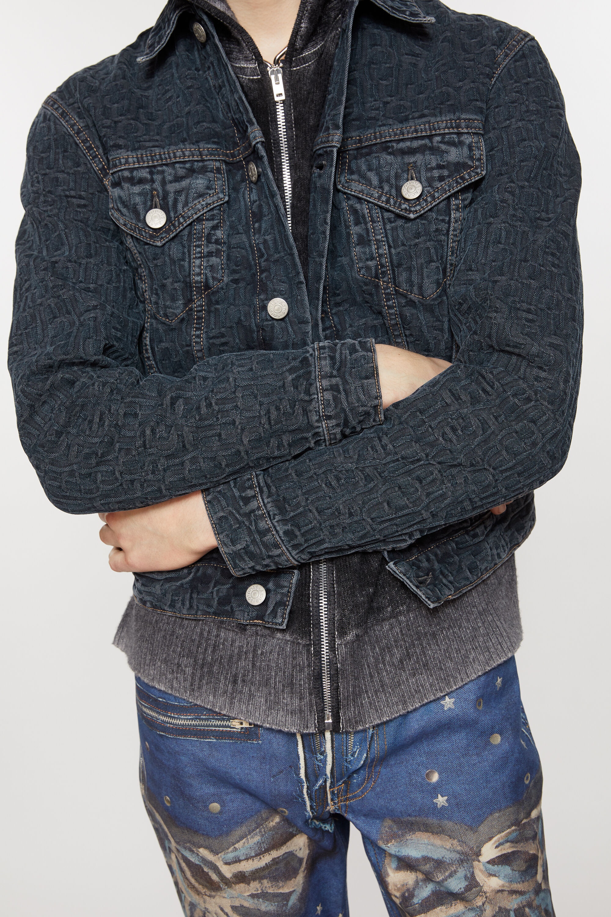 Denim jacket - Regular cropped fit - Blue/black - 6