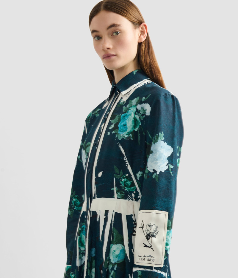 FLORAL PRINT COTTON FAILLE SHIRT DRESS 5