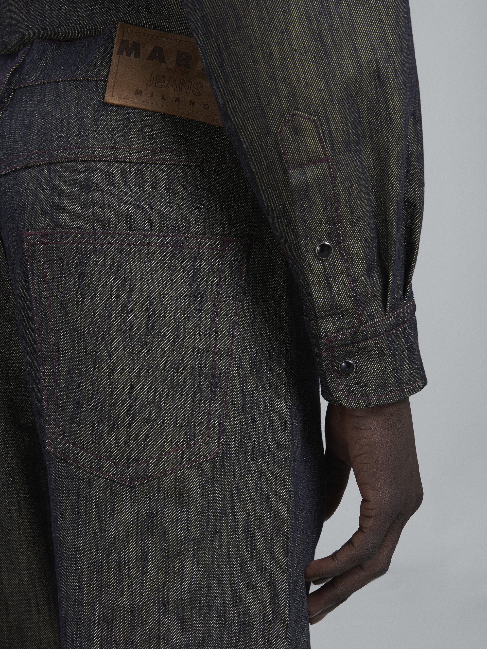 BLUE AND YELLOW-WEAVE DENIM PANTS - 4