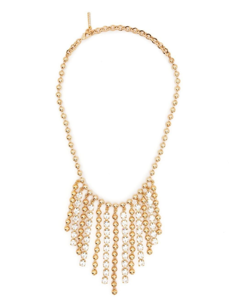 fringed crystal-bead embellished necklace 1