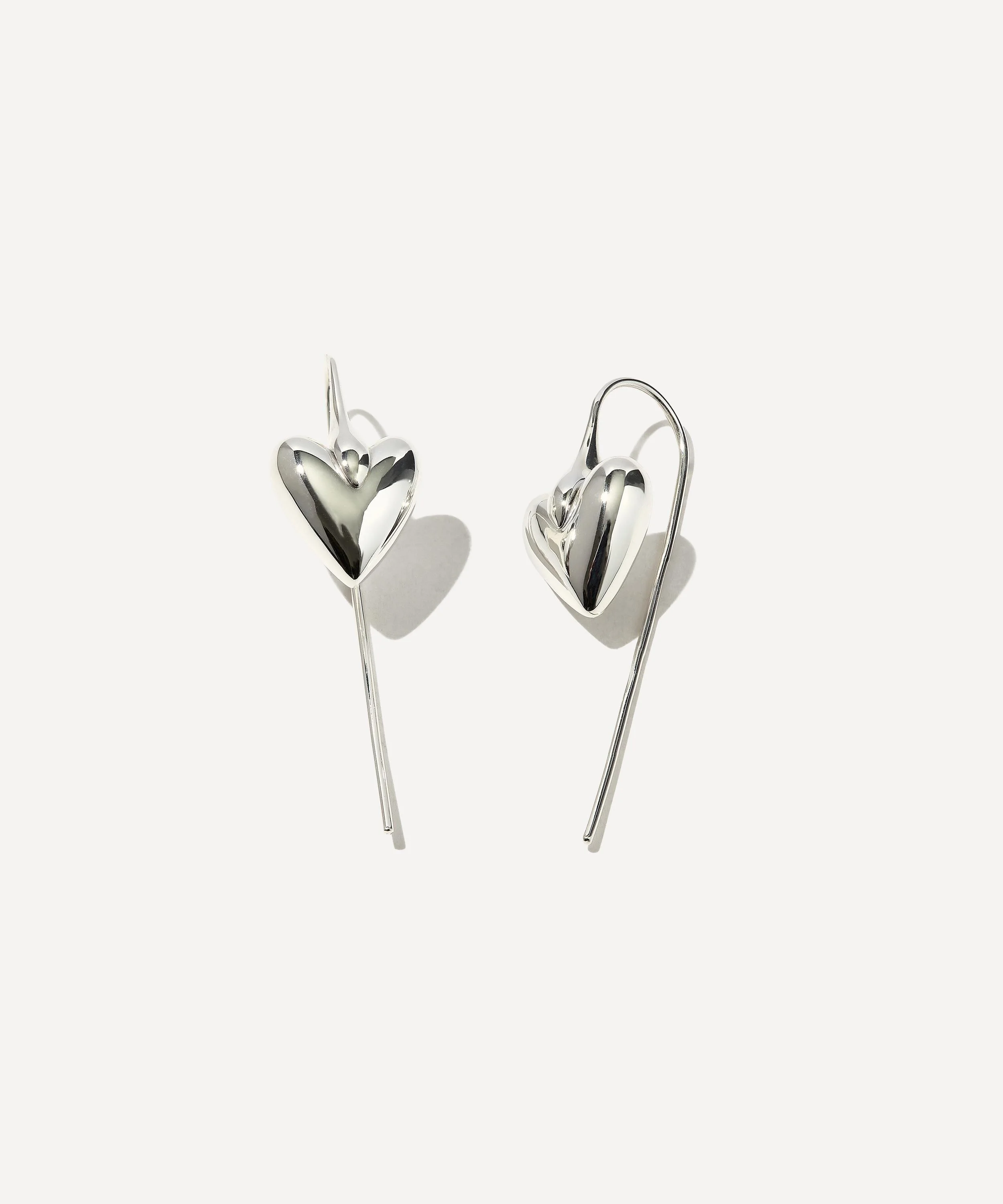 Sterling Silver Carved Heart Hook Earrings - 1