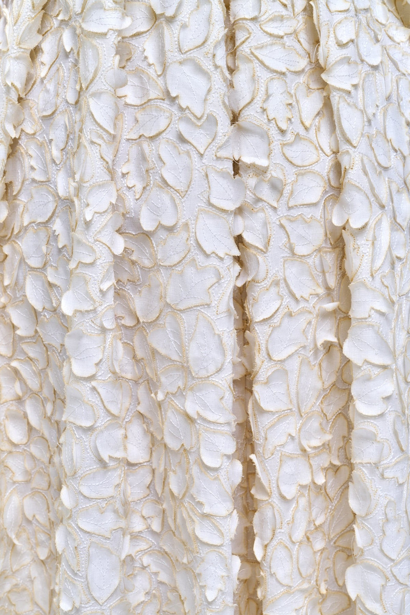 Nexus Embroidered Leaves Maxi Dress in Ivory Linen 8