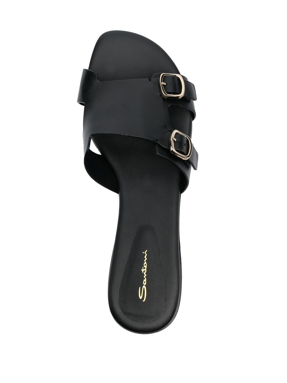 double-strap flat leather sandals - 4