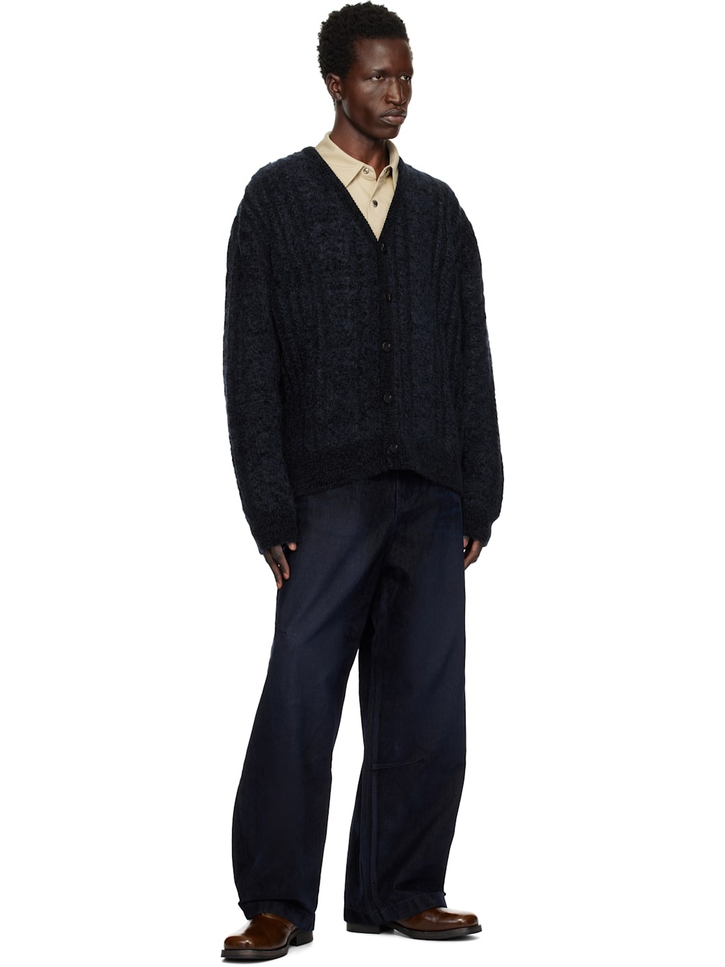 Navy Cable Cardigan - 4